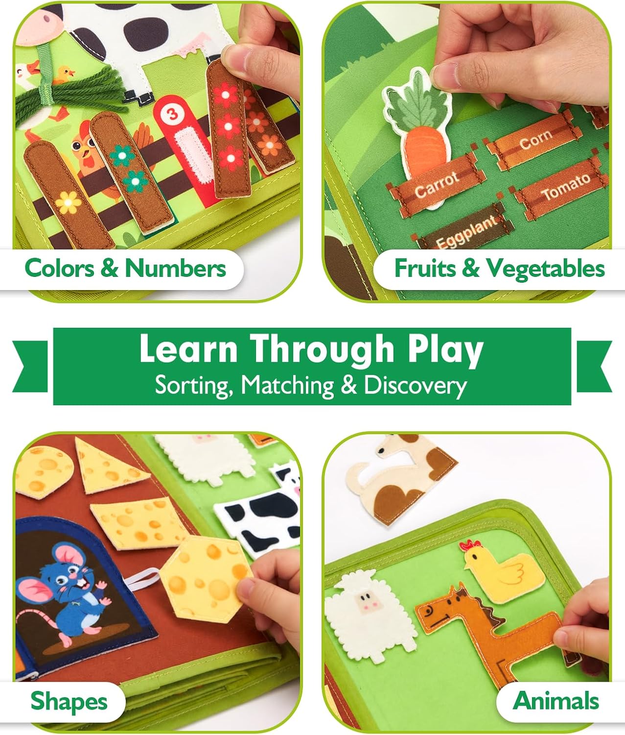 hahaland Busy Book for Toddlers 1-3 - Montessori Toys 1 Year Old Busy Board