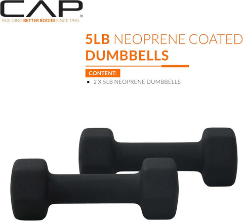 CAP Barbell Neoprene Dumbbell Weights Pairs & Sets | Black