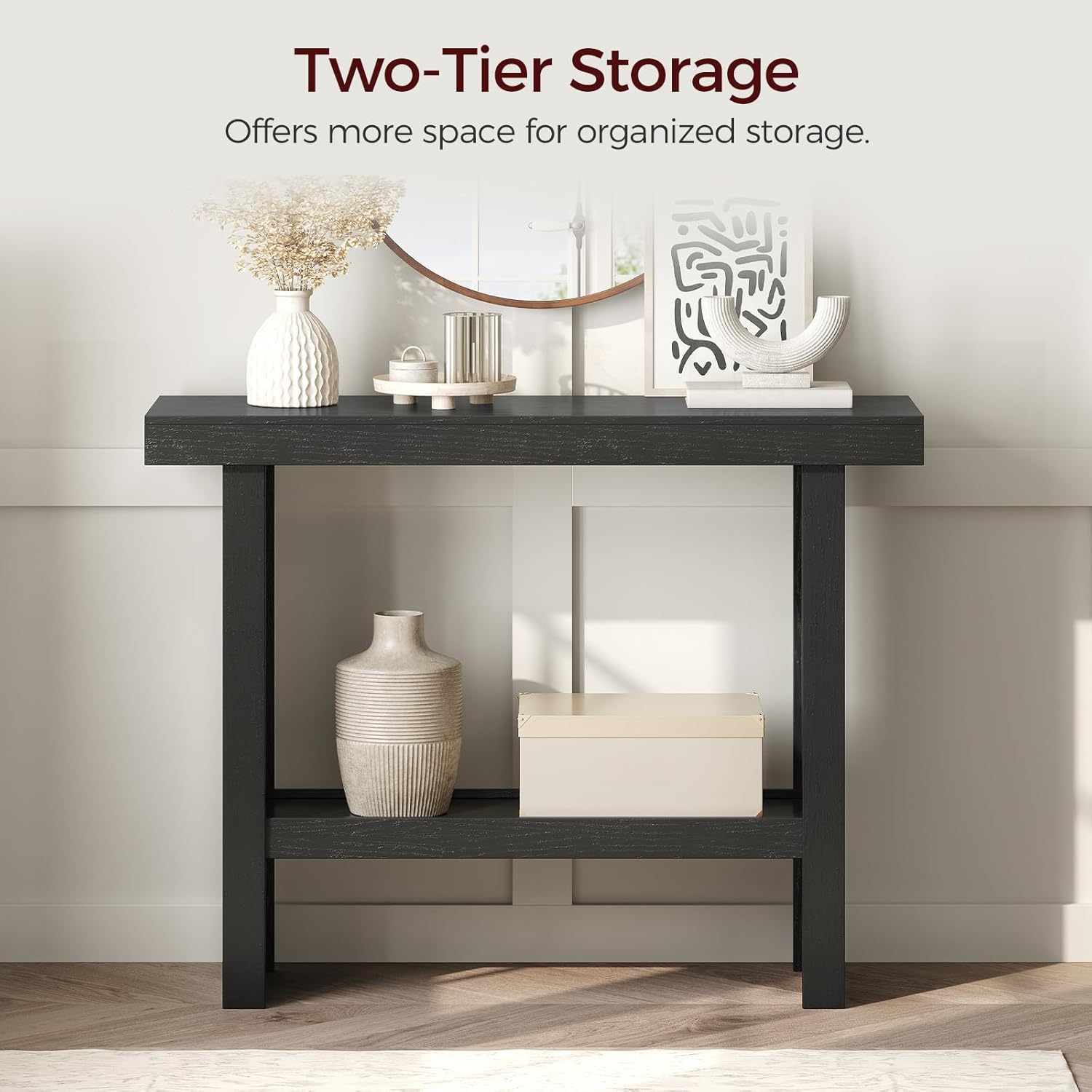 MAHANCRIS Modern Console Table, 39.4" Black Rectangular Entryway Table