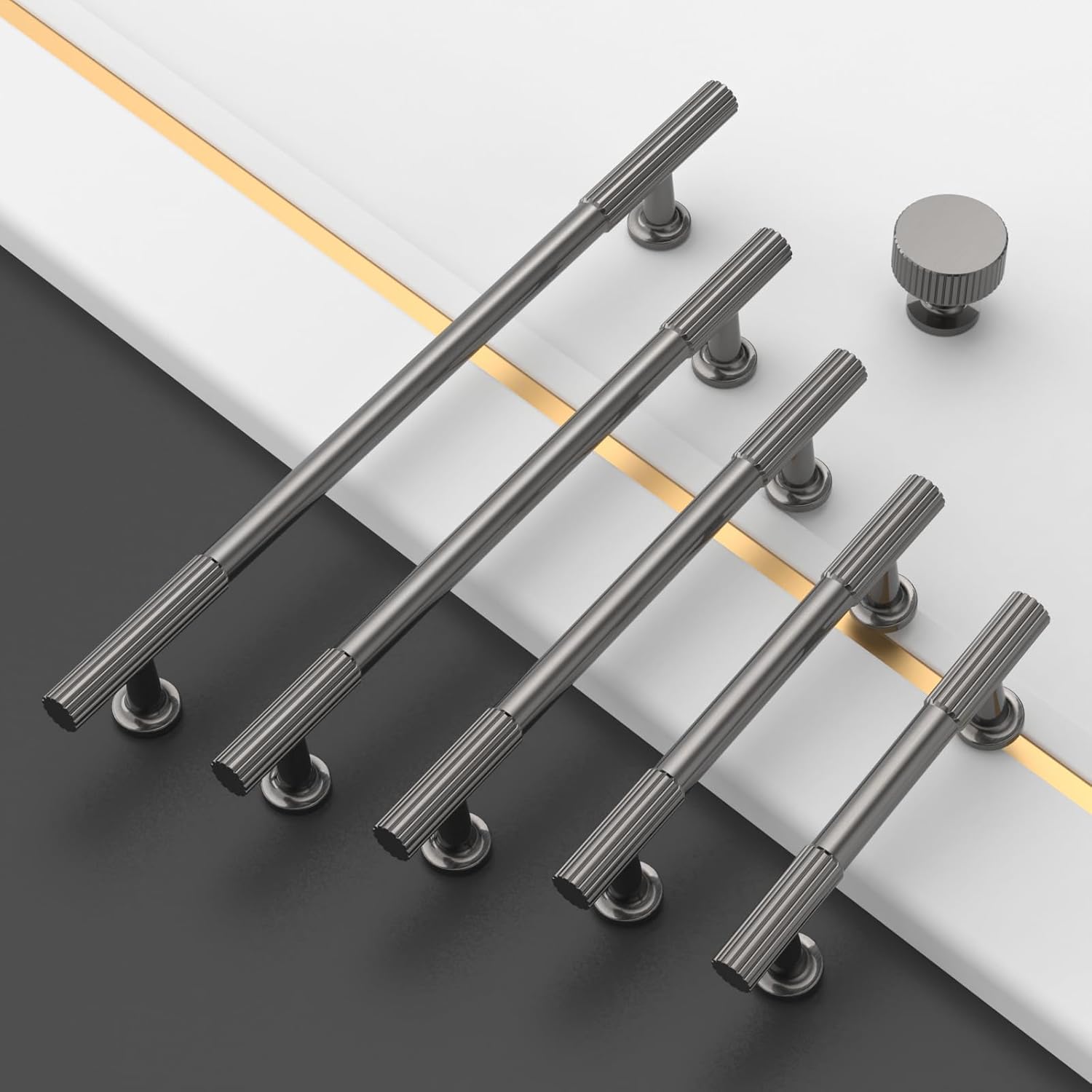 Asidrama 10 Pack Brushed Black Nickel Kitchen Cabinet Knobs