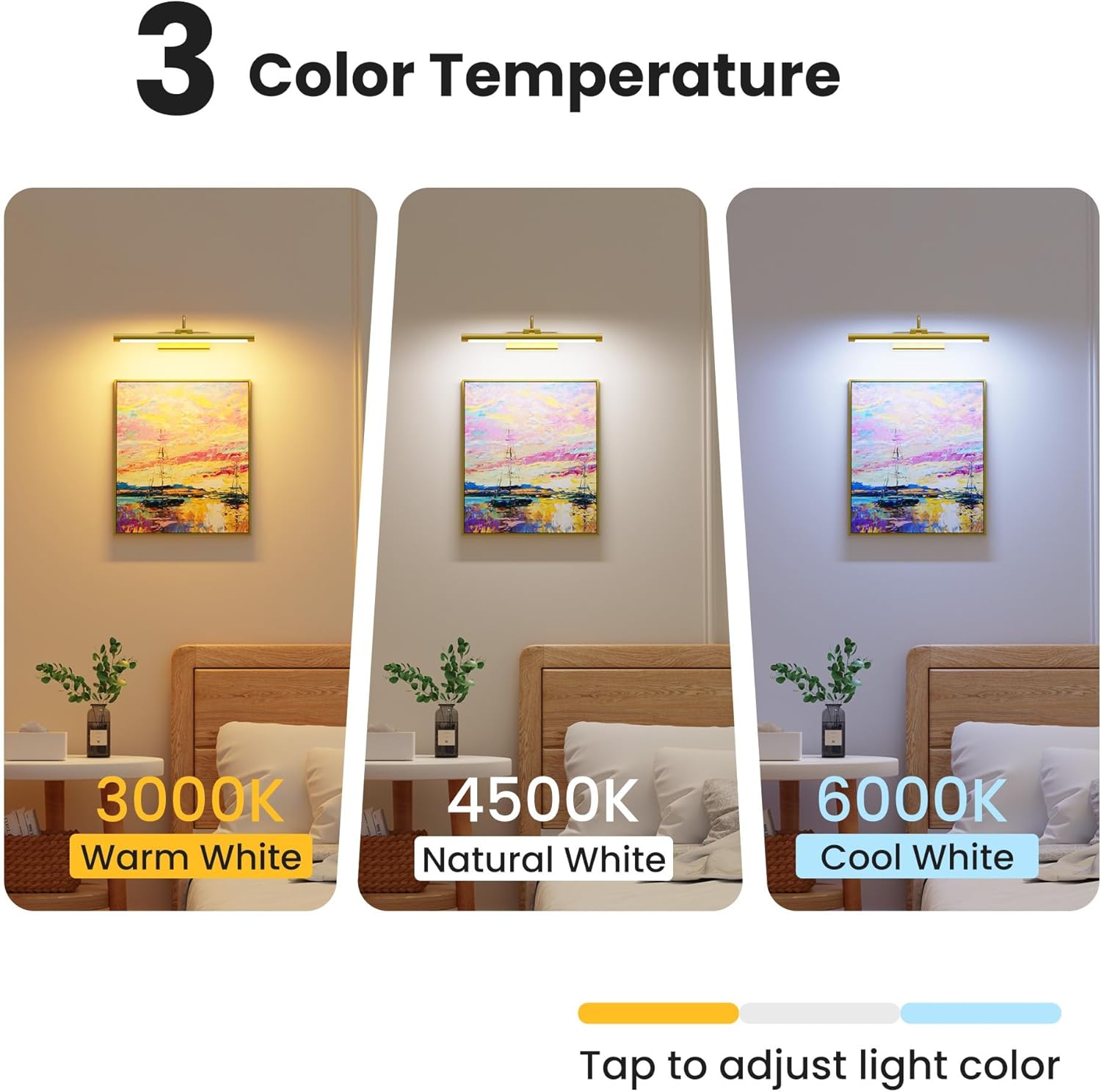 16" Gallery Picture Light with 1pcs Extra 6000mAh Battery- Brass Cordless Rechargeable Wall Sconce with Remote for Library, Study Room, Art & Renter Use