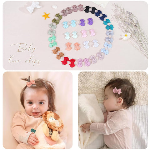 DED 40PCS 1.4" Baby Girls Mini Bow Snap Clips for Infants Toddlers