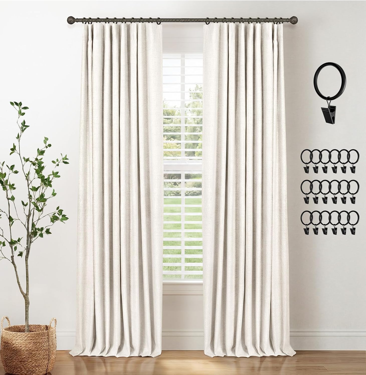 INOVADAY 100% Blackout Curtains for Bedroom Black Out Curtains 63 Inch Long