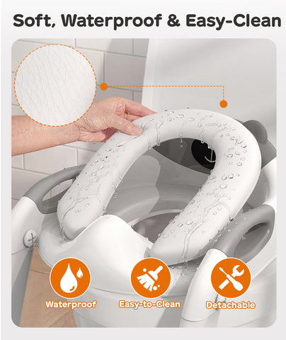Potty Training Toilet with Step Stool: 8 Heights for Toddler 2-in-1