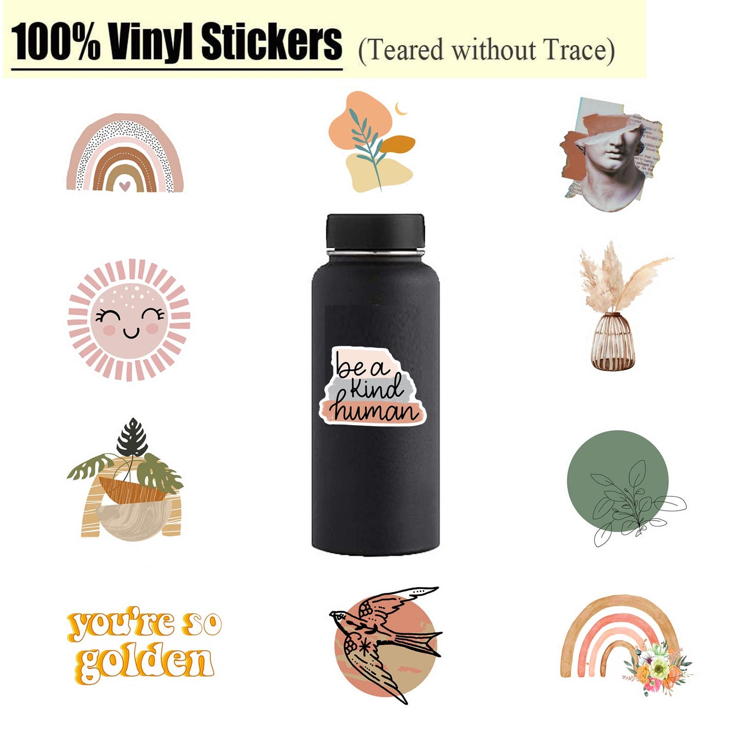 CAKOLINK Vintage Aesthetic Stickers 50 Pcs, Vinyl Waterproof Stickers for Water Bottles Laptop Phone Computer Guitar (1)