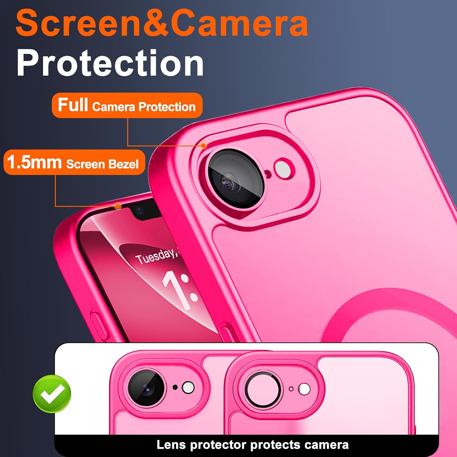 Magnetic for iPhone 17e Case & iPhone 16e Case, Hot Pink