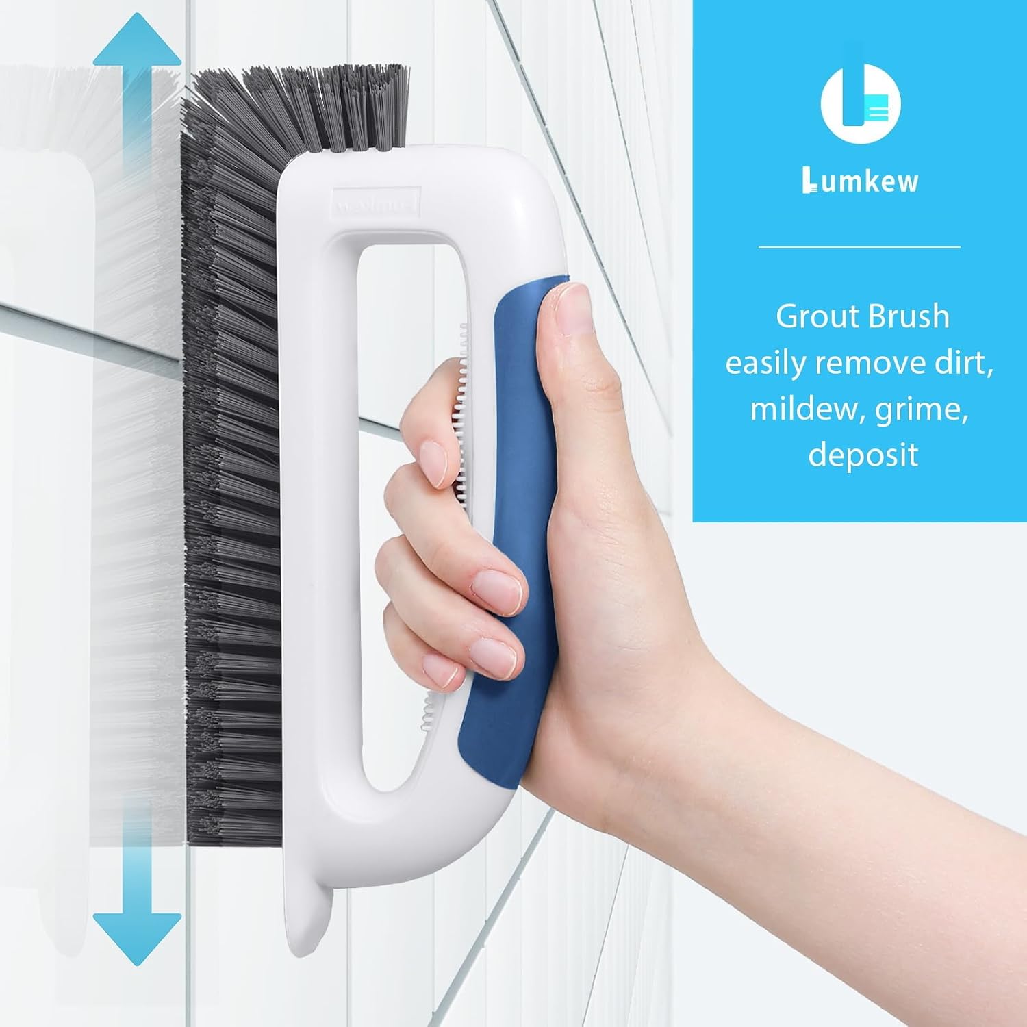 Lumkew Grout Cleaner Brush for Cleaning Floors Tile Scrub, Blue,1 Pcs