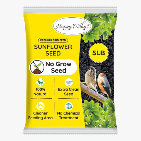 Happy Wings 5 LB Black Oil Sunflower Seeds Bird Food, No Waste Bird Seed