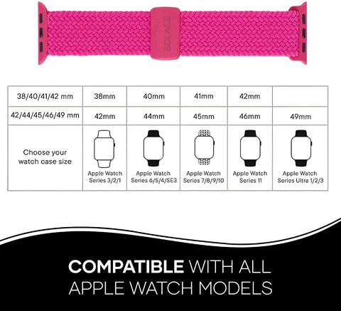 Solace Bands Imperium Adapt Wide Adjustable Nylon Braided Watch Band - Compatible with All Apple Watches - Solace Apple Watch Bands for Women & Men - Smart Watches Band Series 11-1, Ultra, SE