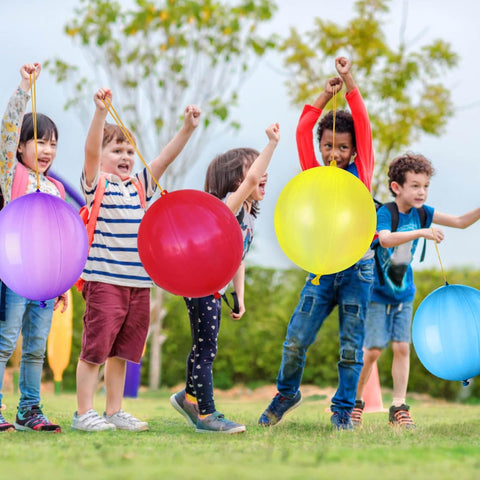 LEEZZIZZ 30Pcs Punch Balloons, Thickened Neon Punching Balloon Heavy Duty Party Favors for Kids with Rubber Band Handle, Bouncy Balls for Birthday Weddings Goodie Bag Stuffer Supply