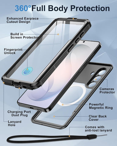 IP68 Waterproof Case for Samsung Galaxy S26, Magnetic, Black