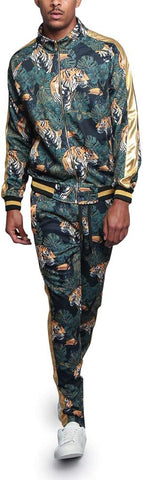 G-Style USA Men's 2-Piece Tracksuit Set Cotton Blend Zip-Up Jogging Sweatsuit With Trim Detail S-5XL