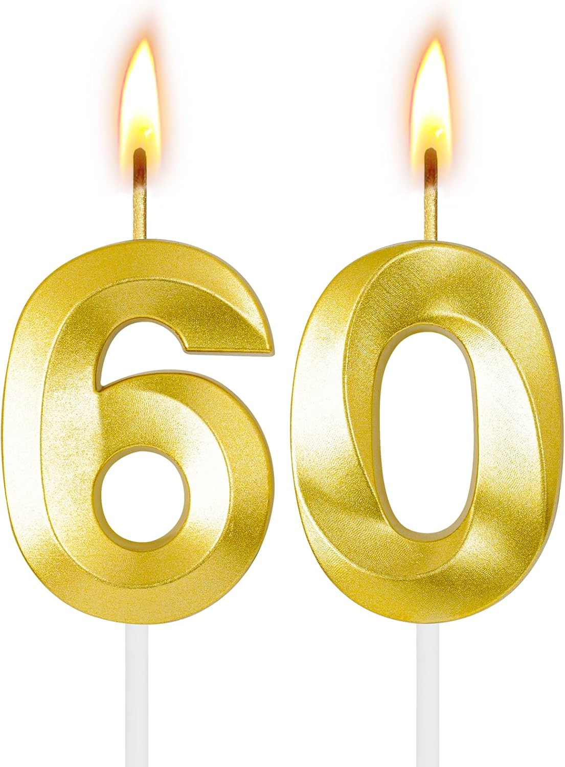 60th Birthday Decorations for Women and Men, Gold Number 60 Candle