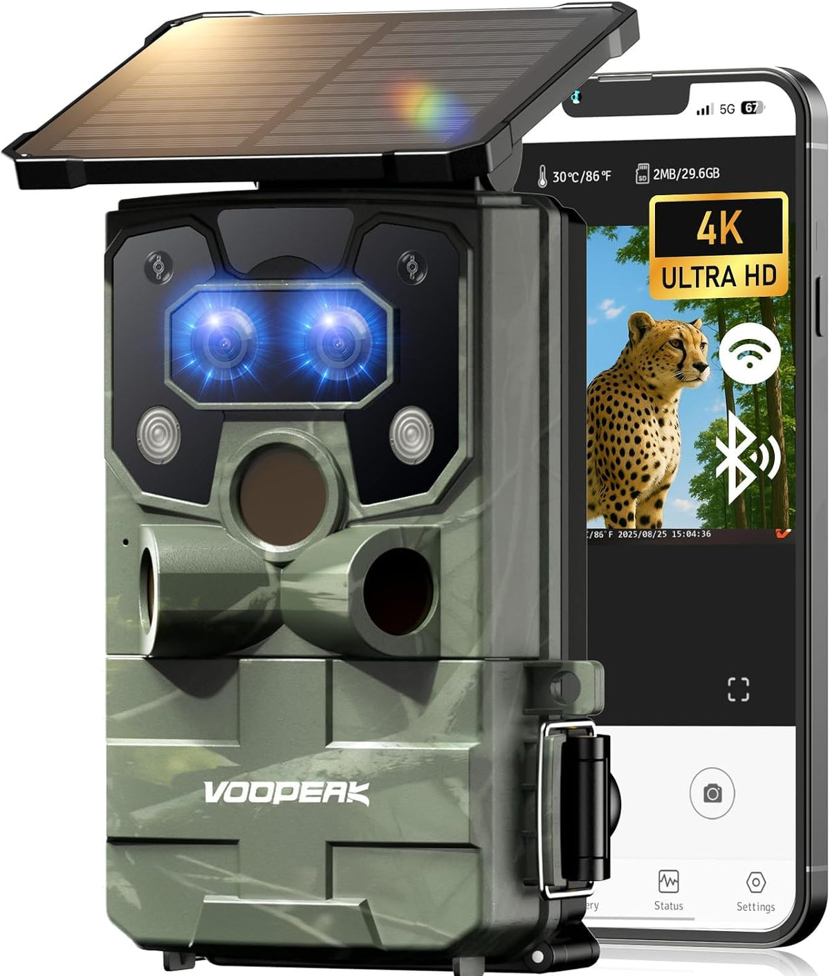 VOOPEAK WiFi Trail Camera 4K Game Camera Starlight Night Vision Dual Lens