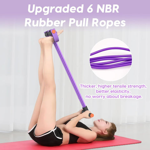 Pedal Resistance Band with Handles, 6-Tubes Natural Rubber Exercise Band