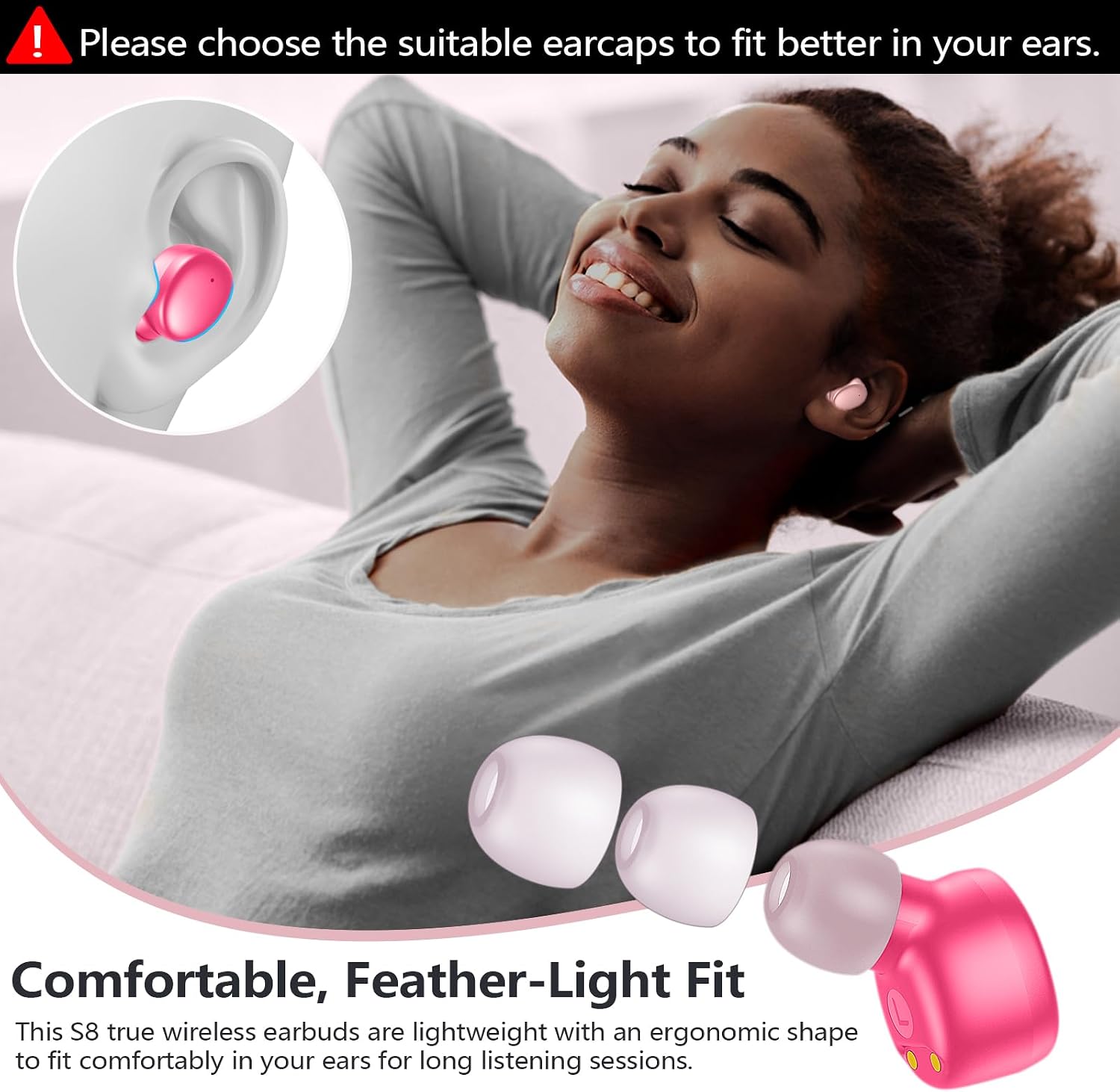 MOZOTER Mini Wireless Earbuds Bluetooth 5.3 in Ear Headphones Headsets
