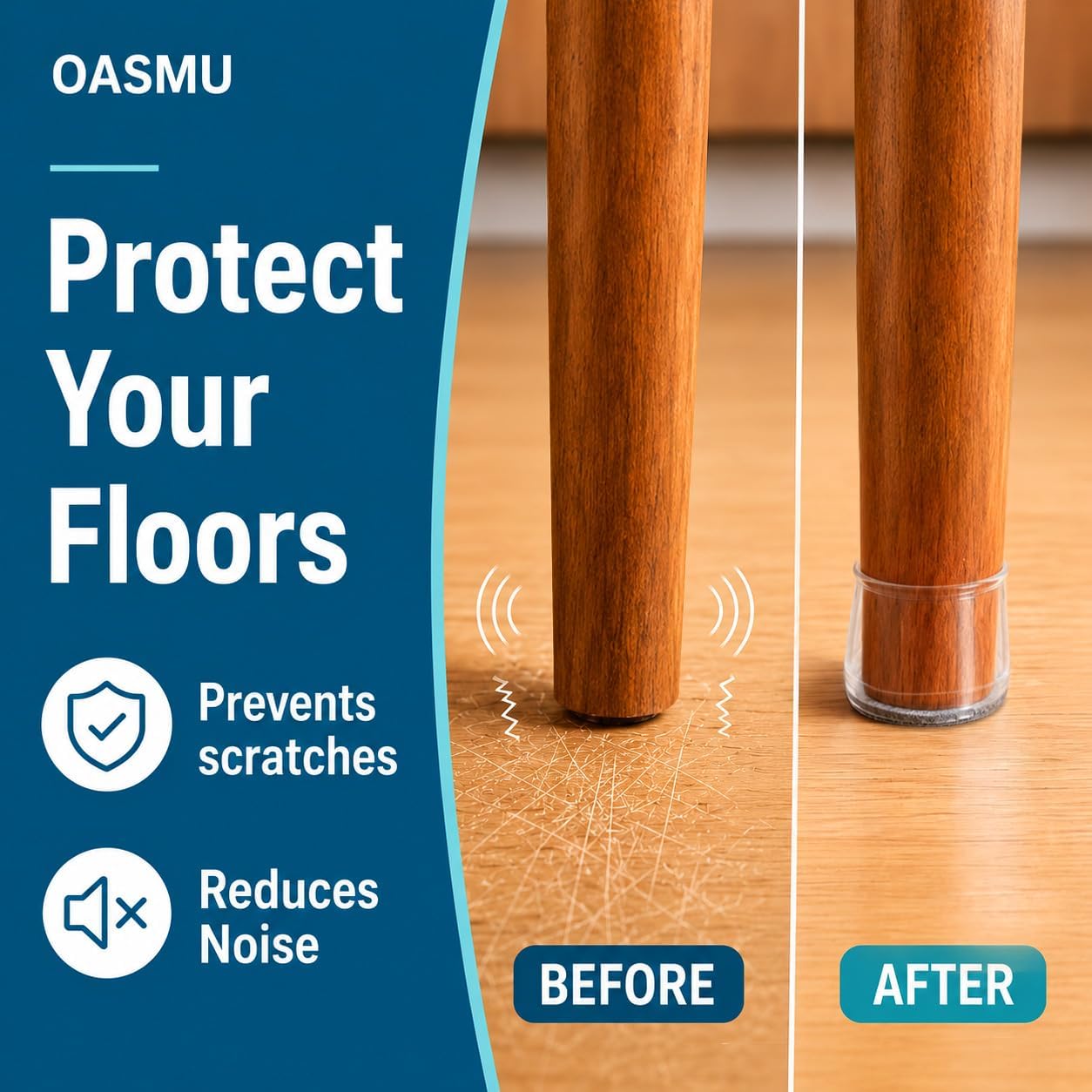 OASUM 32 Pcs Chair Leg Floor Protectors for Hardwood Floors, Silicone Large