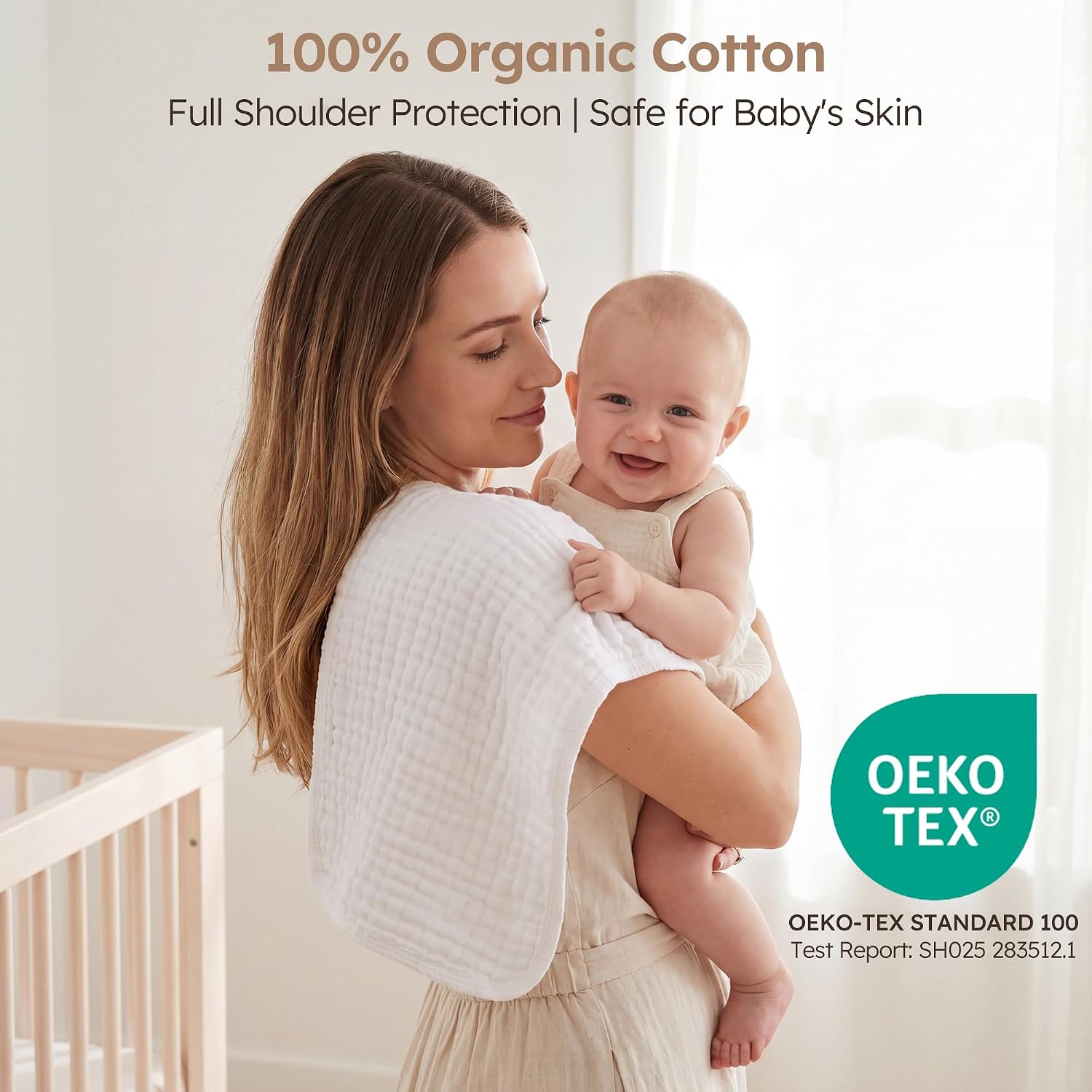 Yoofoss Muslin Burp Cloths for Baby 10 Pack 100% Organic Cotton Baby Washcloths for Boys Girls Large 20''X10'' Super Soft and Absorbent White