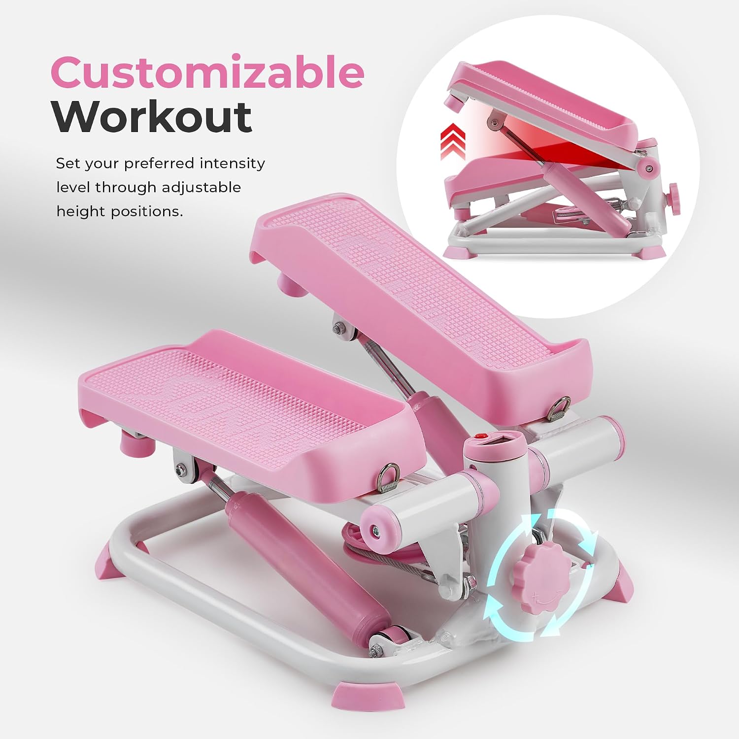 Sunny Health & Fitness Mini Stair Stepper w/Resistance Bands for Home Gym