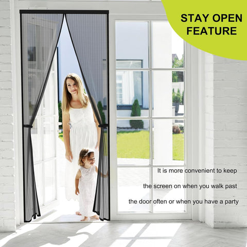 Iduontis Magnetic Screen Door - Fits Door Opening 36 x 82 in, Actual Screen Size 38"x83", Hands Free Mesh Partition,Heavy Duty Curtain Keeps Bugs Out, Frame Hook & Loop, Pet and Kid Friendly