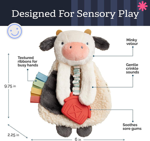 Itzy Ritzy Lovey Including Teether, Teething Relief, 0 Months & Up (Cow)