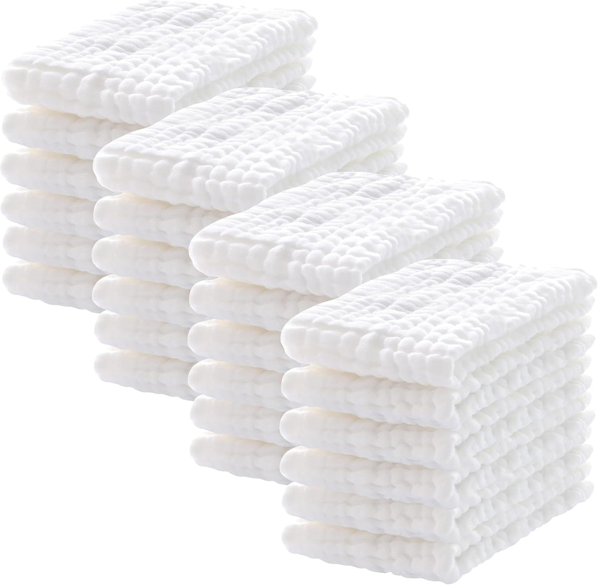 Lovely Care 24 Pack Muslin Burp Cloths 100% Cotton Muslin Cloths Large 20''x10'' Extra Soft and Absorbent Baby Burping Cloth - White