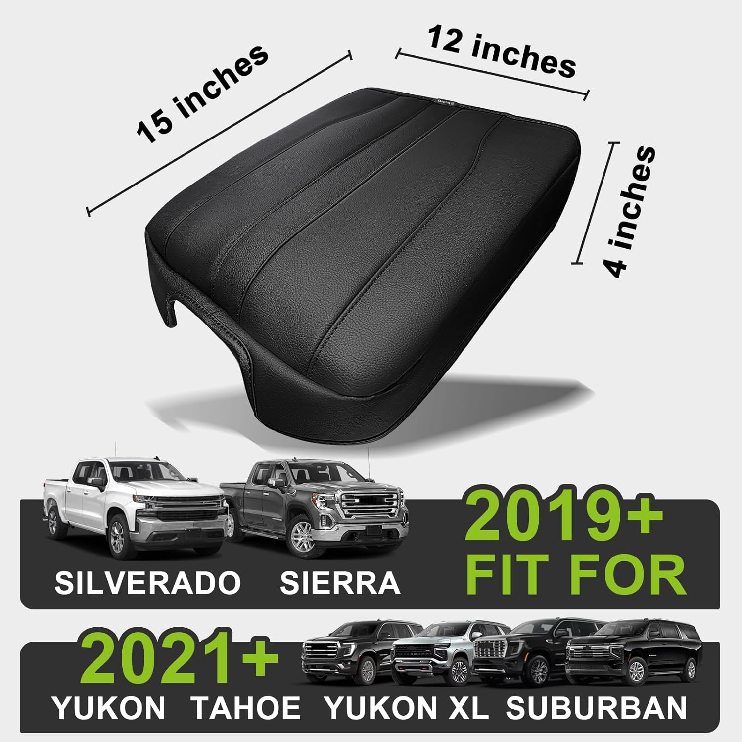 Muslogy Armrest Cover for Silverado Sierra 2019-2026, Regular Thick, Bucket