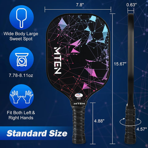 MTEN Pickleball Paddles Set of 2/4/1, USAPA Approved Fiberglass Rackets