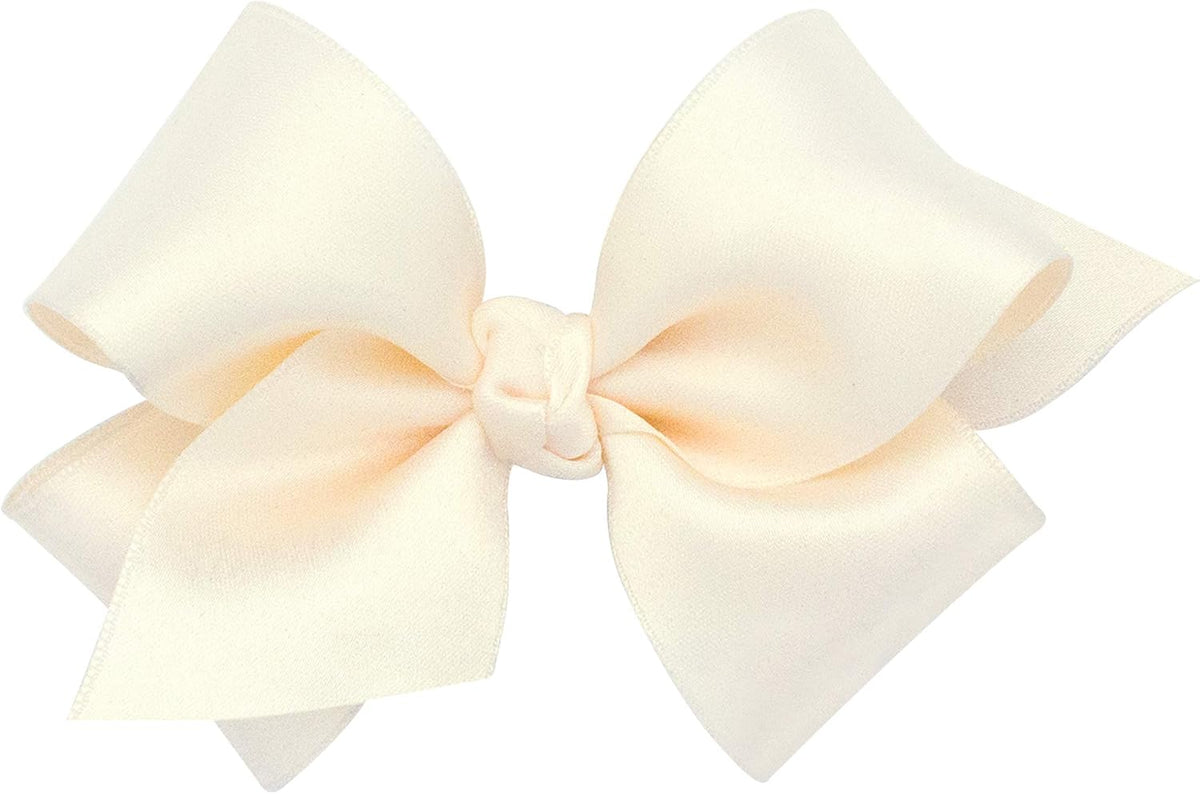 Wee Ones Girls' French Satin Hair Bow with a Knot Wrap Center, No-Slip Hair Clip, Handmade