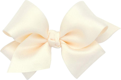 Wee Ones Girls' French Satin Hair Bow with a Knot Wrap Center, No-Slip Hair Clip, Handmade