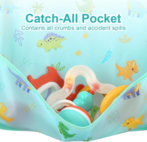 Accmor 5 Pack Long Sleeve Bibs, Baby Smock Waterproof Sleeved Bib Smock for Baby Toddler 6-36 Months