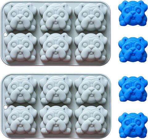 2PCS Silicone Bulldog Molds, 6 Cavity Bulldog Chocolate Molds for Candy