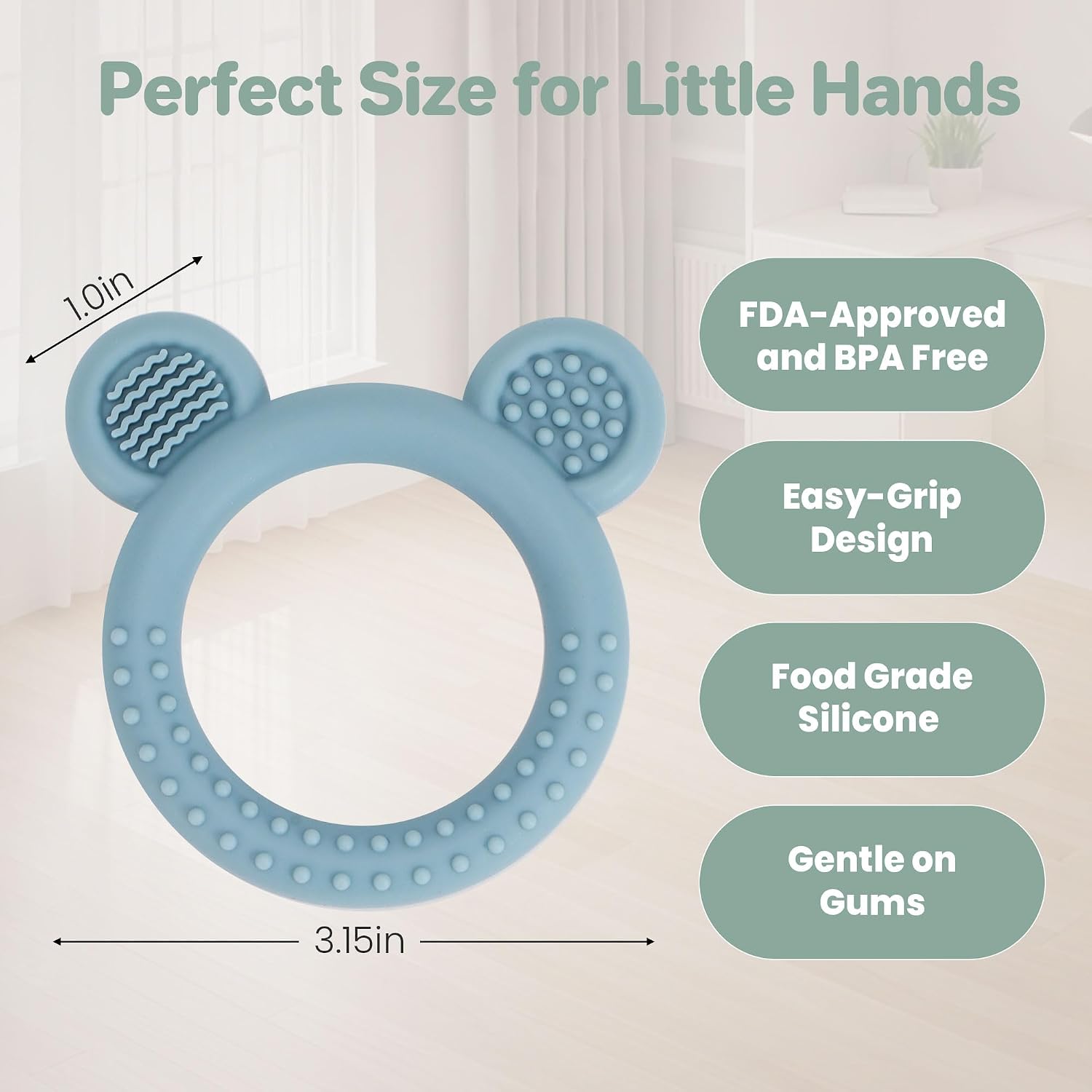 Eascrozn 3 Pack Baby Teething Toys, Silicone Teether Toys 3M+ BPA Free