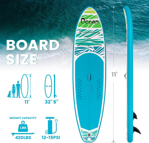 FEATH-R-LITE Inflatable Stand Up Paddle Board with Beginner SUP Accessories