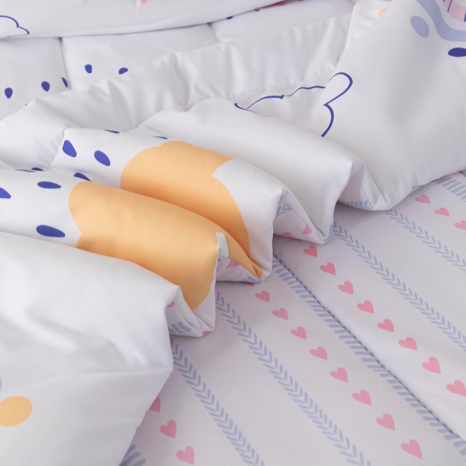 White Rainbow Comforter Twin XL/Twin Duvet Insert, Lightweight Stars Bedding Comforters for All Season, Soft Clouds Cute Bedding Set - 1 Reversible Twin Comforter + 2 Pillowcases
