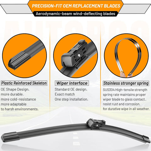 AUTOBOO Windshield Wiper Blade Replacement for Tesla Model 3 Y 2017-2025