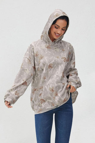 Eutten Womens Camo Hoodies Maple Leaf Print Oversized Hooded Sweatshirt Fleece Pullover Sweatshirts Long Sleeve with Pocket