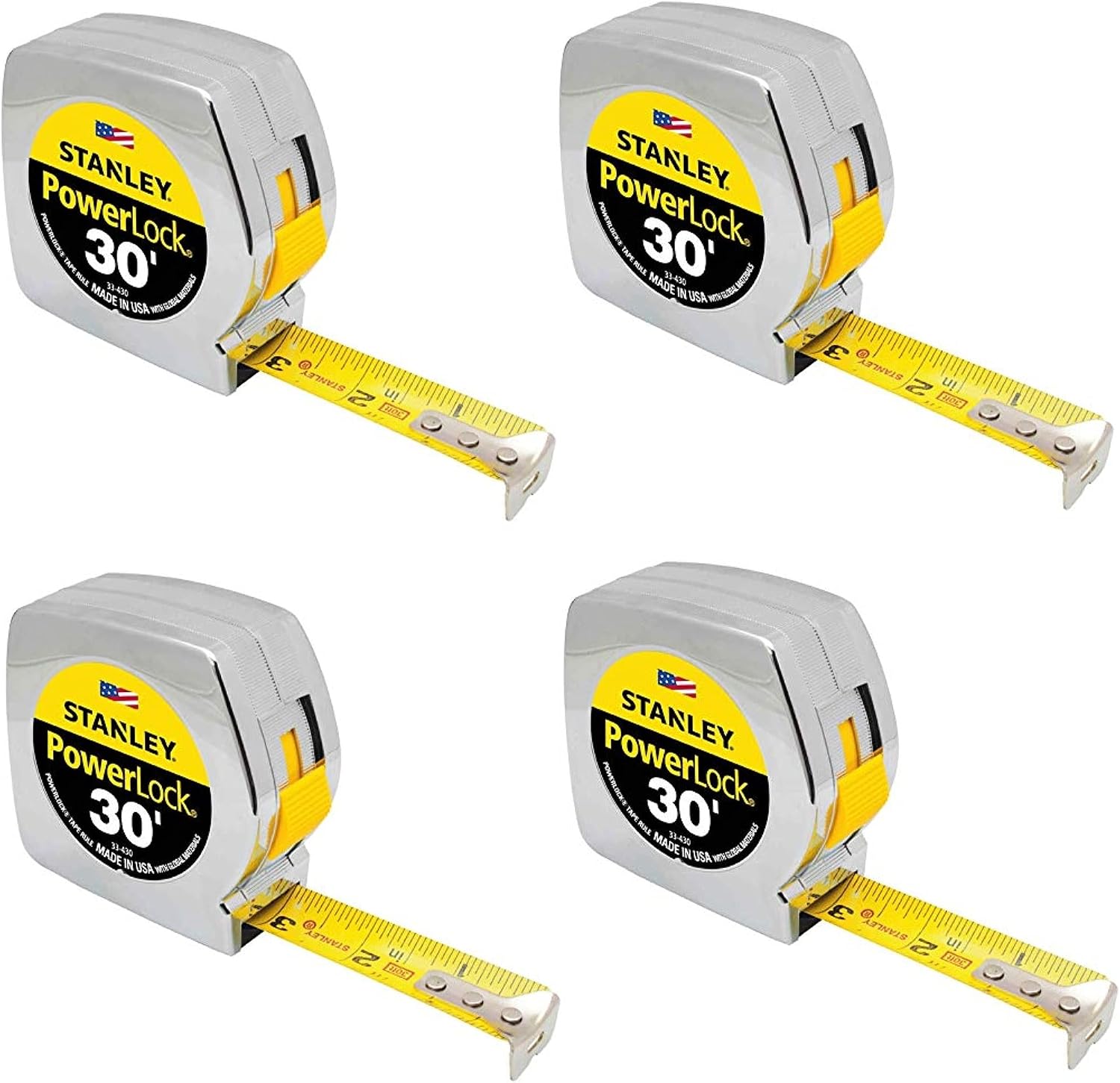 Stanley PowerLock Tape Measure (Carton of 4, 30-Foot)