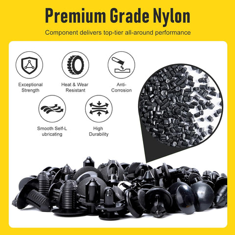 240PCS Car Bumper Retainer Clips Kit - Auto Plastic Rivets & Push Fasteners Set, Most Popular Sizes for Door Trim, Panel, Fender - Compatible with GM, Ford, Toyota, Honda, Chrysler