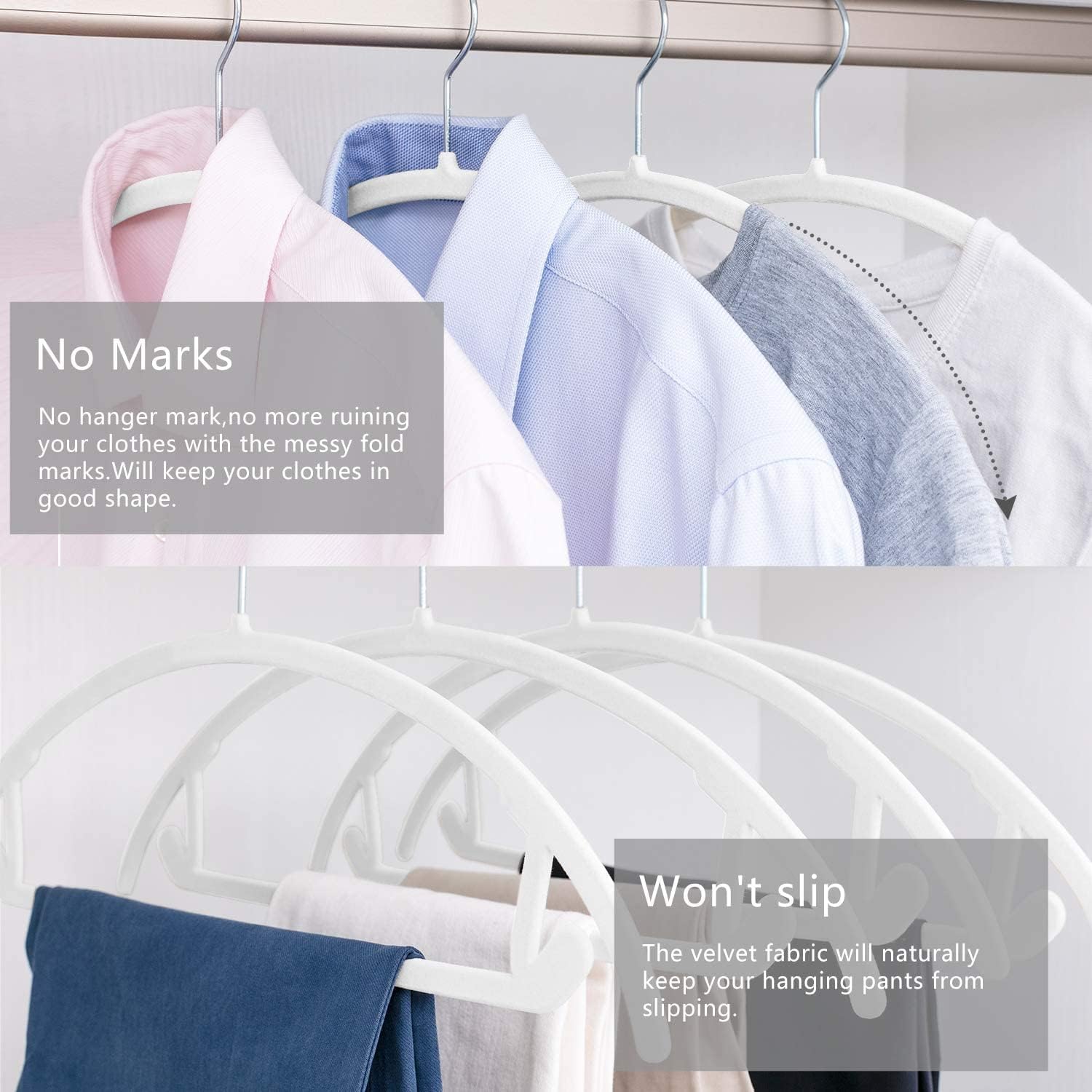 MIZGI Velvet Hangers 50 Pack, Patented Rounded Shoulder Sweater Hangers