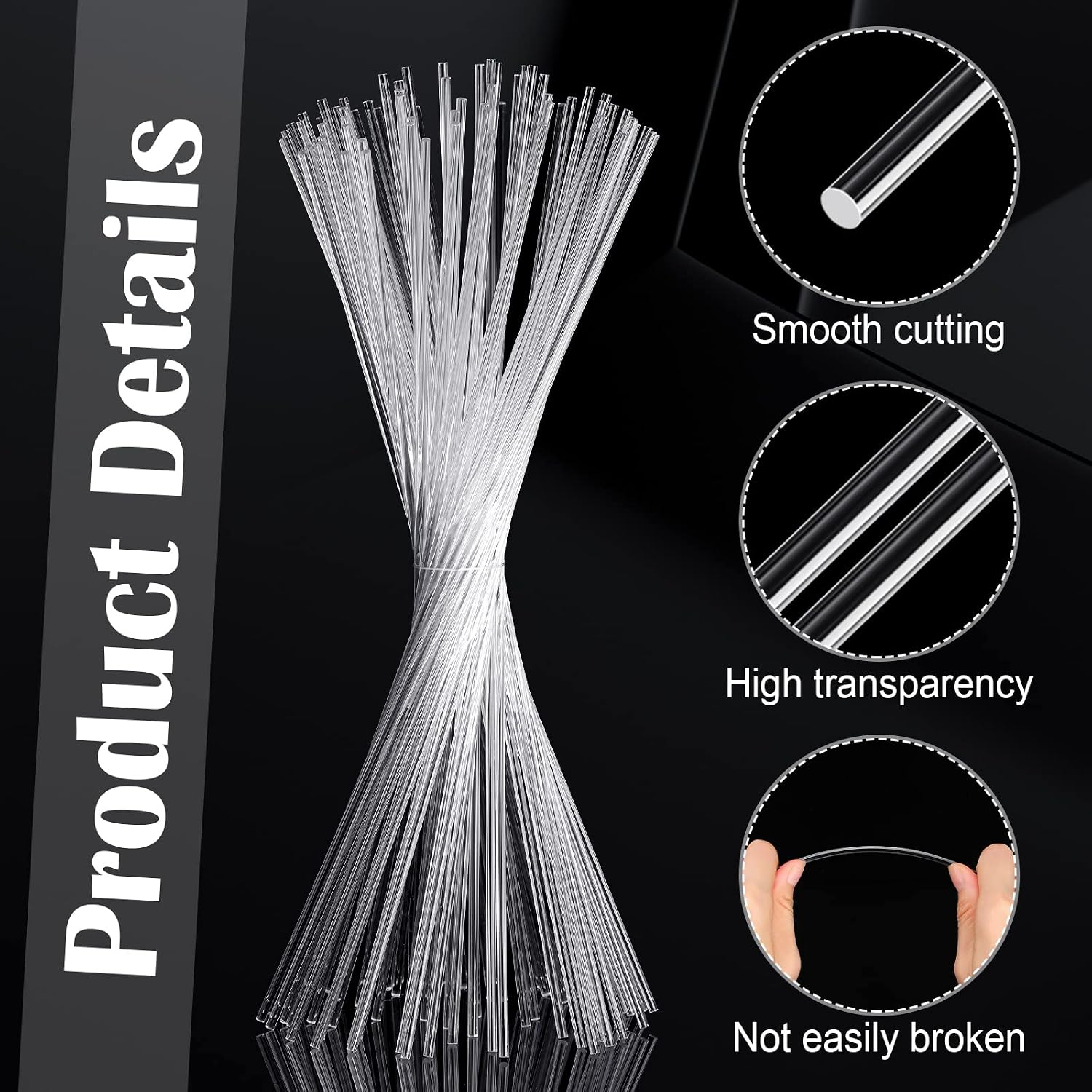 Zopeal 200 Pcs Acrylic Lollipop Stick Cake Pop Rod, 10 x 0.12 Inches, Clear