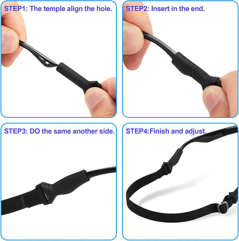 lvvfit Kids Glasses Straps(6.5-10inch)-Adjustable Glasses Strap Sports Sunglasses Eyeglasses Holder Straps for Toddler and Kids-Eyewear Retainers for boys and girls age 3-12 years (4pcs Blue)