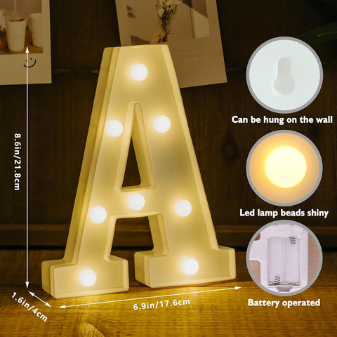 LED Light Up Letters, Warm White Decorative Marquee Letters(A)