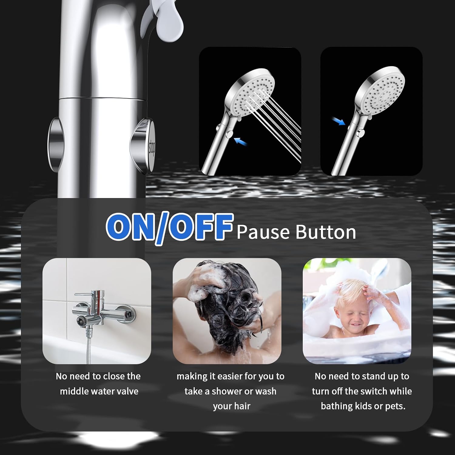 FASDUNT Shower Head with Handheld, High Pressure Showerhead with Long Hose