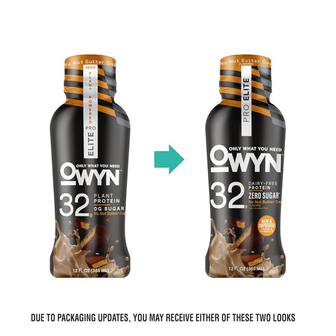 OWYN Only What You Need 32g No Nut Buttercup Flavored Protein Shake, 12 Ct | 32g Protein, Zero Sugar, 3g Fiber, Dairy Free, Plant Protein, Gluten Free, Individual 12fl oz Bottles