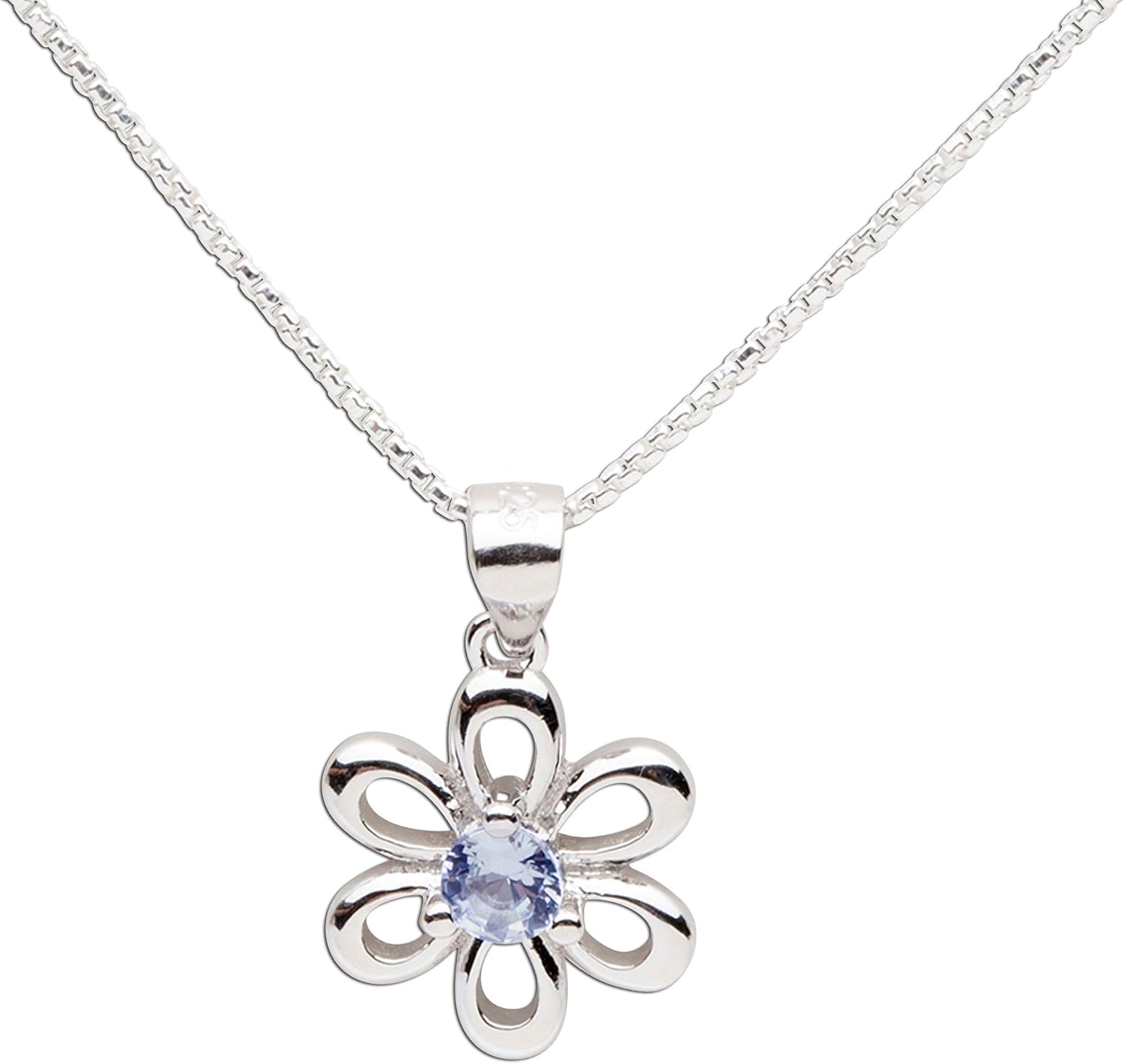 Cherished Moments Birthstone Daisy Necklace, .925 Sterling Silver