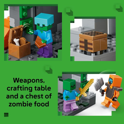 LEGO Minecraft Zombie Dungeon Building & Pretend Play Toy for Boys & Girls - Video Game Playset & Toy Figures for Kids, Ages 8+ - W/Wandering Wastelands Minifigure - Gift Idea for Birthdays - 21587