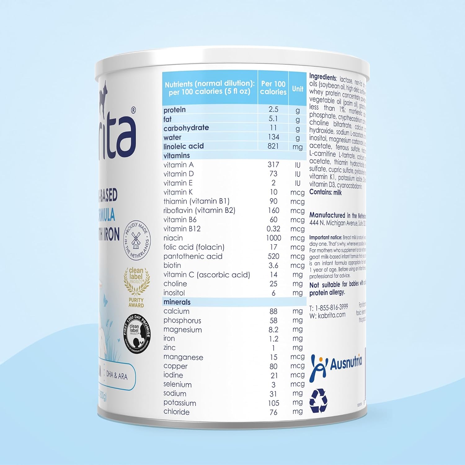 Kabrita Goat Milk Infant Formula Powder, Gentle Digestion, 28 oz, Pack of 2