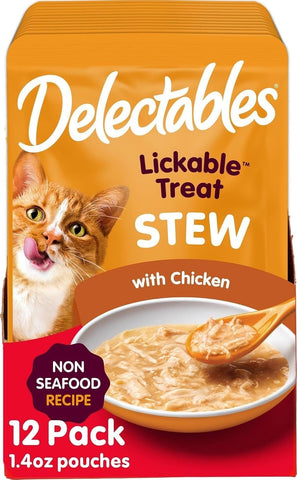 Delectables Non-Seafood Stew Lickable Wet Cat Treats, Chicken, 1.4 oz (Pack of 12)