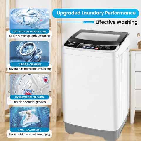 Nictemaw Portable Washing Machine, 17.8Lbs Capacity, Glass Top Lid